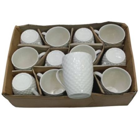 Elegant Ceramic 12 Pieces Cups Set-White