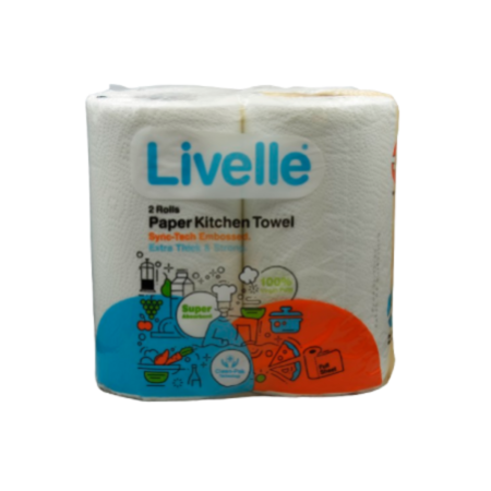 Livelle Extra Strong Kitchen Towel - 80 Sheets Coloured Pink (1x10x2 Rolls)