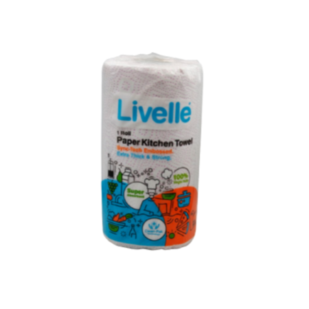 Livelle Extra Strong Kitchen Towel - 80 Sheets Coloured Pink (1x20 Rolls)