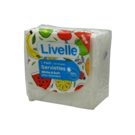 Livelle Serviettes - 100 Sheets (1x60 Pkts)