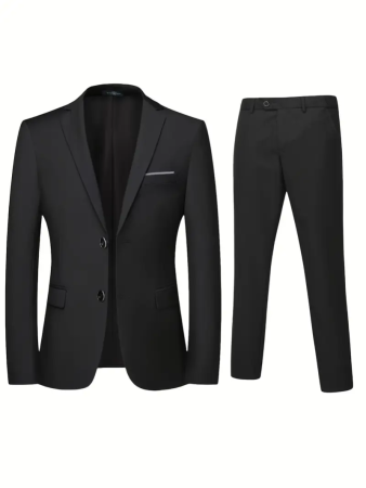 Men'S Slim Fit Two-Piece Black Suit