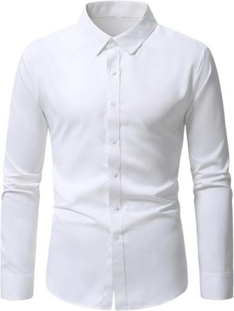 Men's Long Sleeve Button Up Collared Shirts Work Office Formal Shirts Top