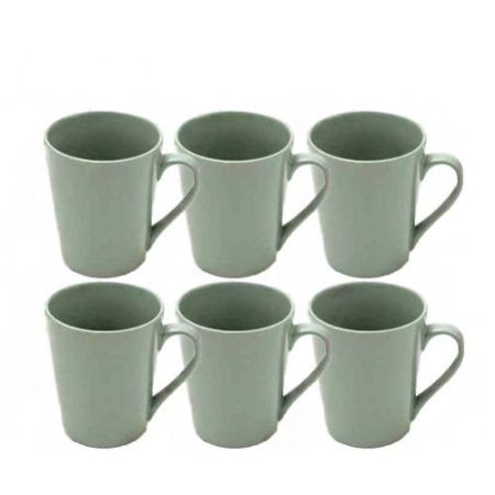 Set of 6 Ceramic Coffee Mugs - Army Green