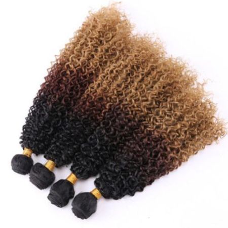 Women Ombre Curly Hair Bundles Synthetic Hair Weaves Extensions Hairpiece New